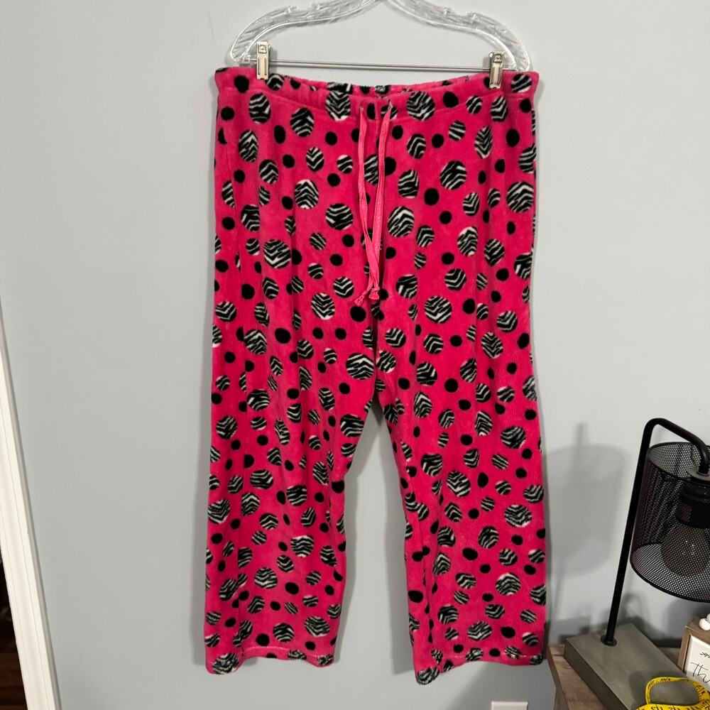 No Boundaries Pink Zebra Print Polka Dot Pull On Pajama Pants Women's Size XL